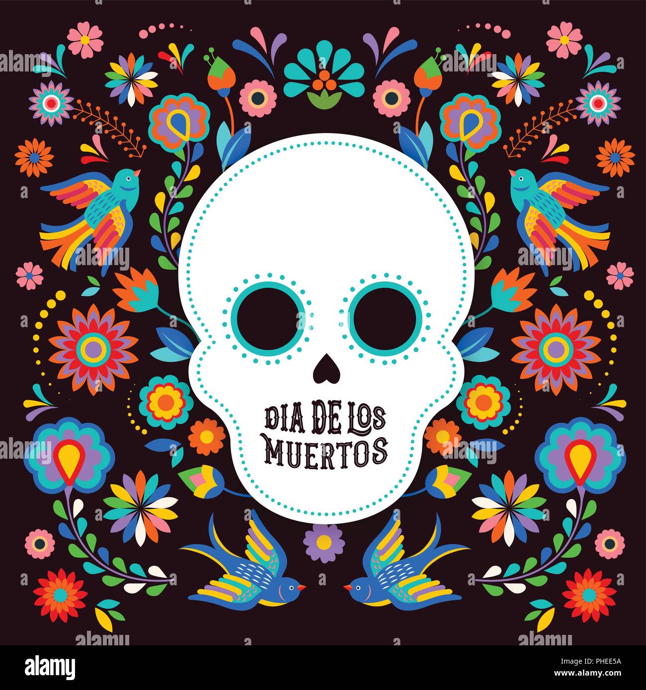 Day of the dead, Dia de los moertos, banner with colorful Mexican ...