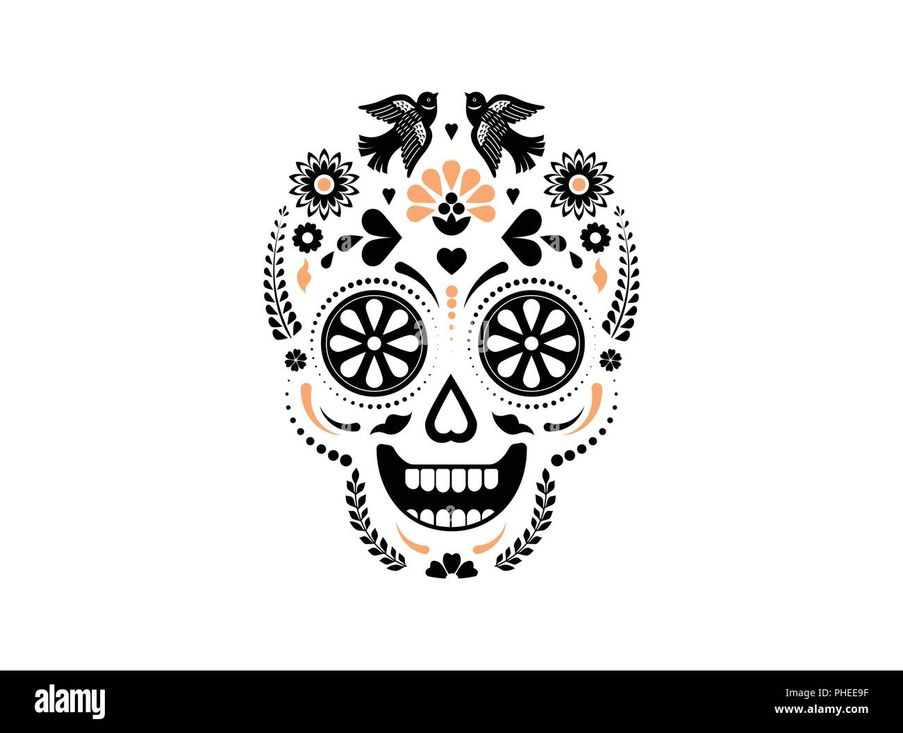 Day of the dead, Dia de los muertos background, banner and greeting card concept with sugar skull. Colorful vector illustration Stock Vector