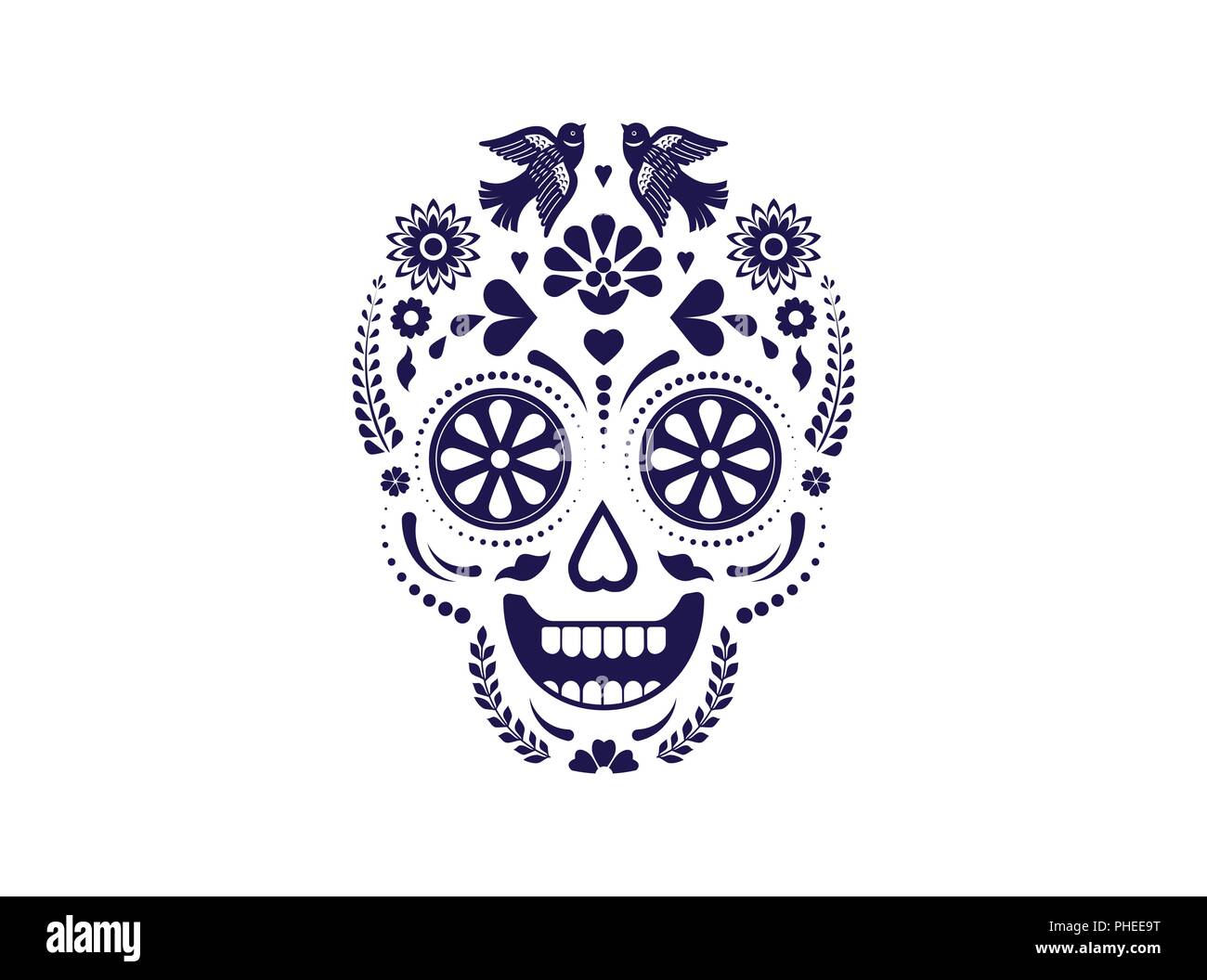 Day of the dead, Dia de los muertos background, banner and greeting card concept with sugar skull. Colorful vector illustration Stock Vector