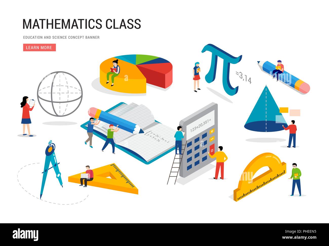 Math lab and school class. Science, education, mathematics scene with ...
