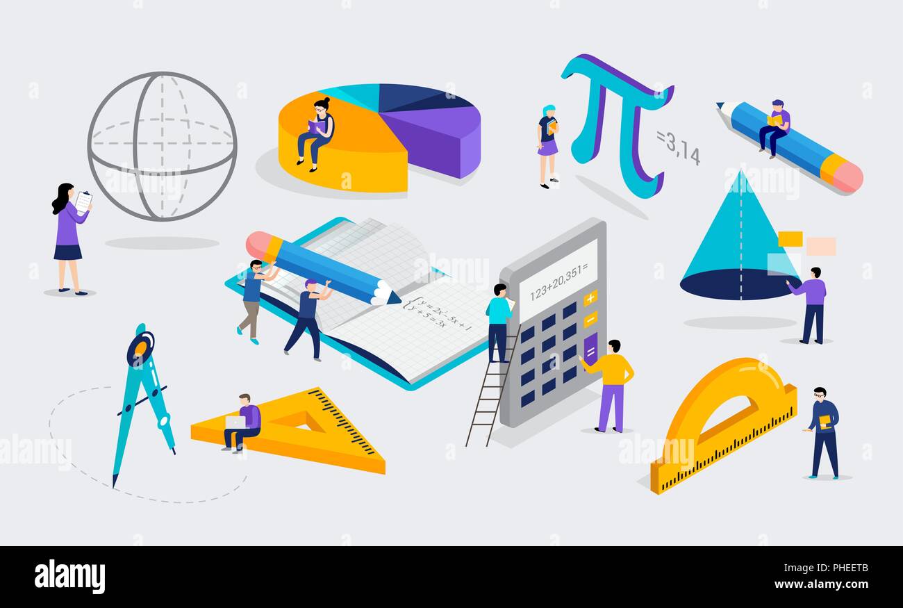 Math lab and school class. Science, education, mathematics scene with ...