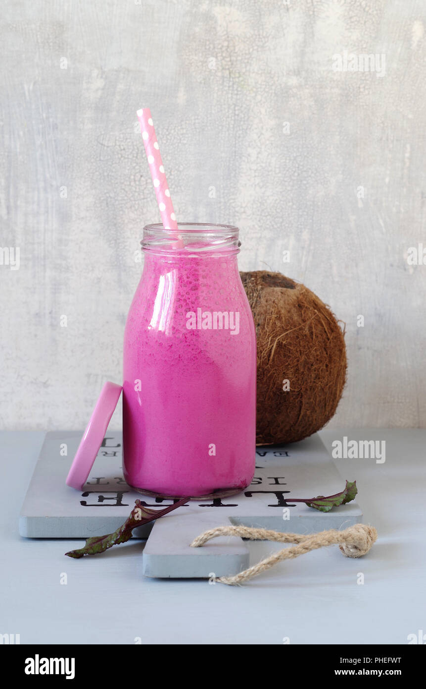 beetroot smoothie with coconut Stock Photo Alamy
