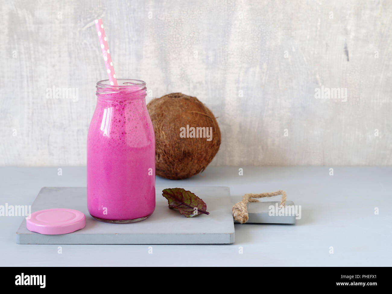 beetroot smoothie with coconut Stock Photo Alamy