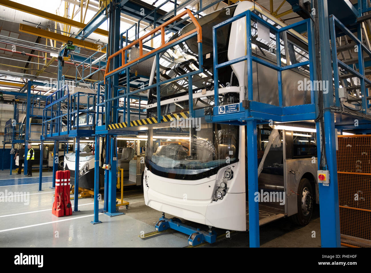 Interior of modern bus and coach manufacturing plant by  Alexander Dennis in Falkirk , Scotland, UK Stock Photo