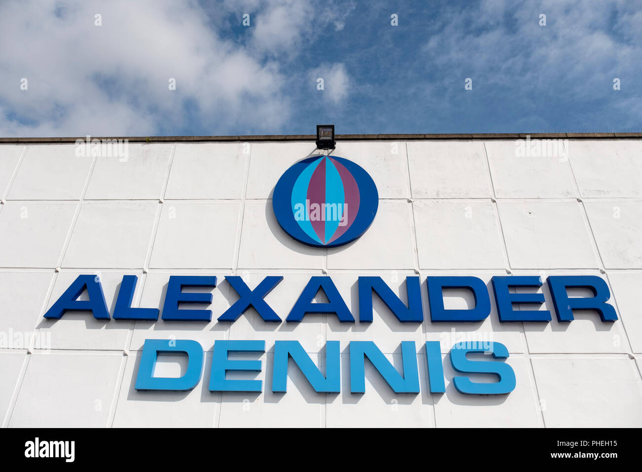 Exterior of modern bus and coach manufacturing plant by  Alexander Dennis in Falkirk , Scotland, UK Stock Photo