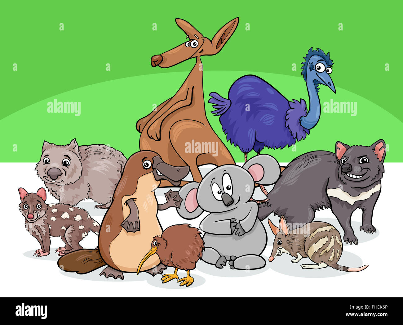 Australian animals group cartoon illustration Stock Photo - Alamy