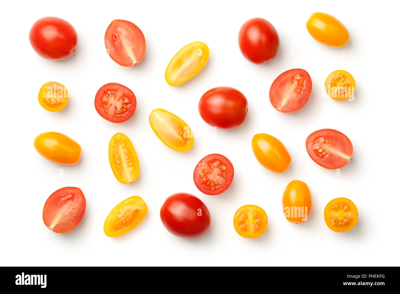 Pepper Cherry Tomatoes Isolated on White Background Stock Photo