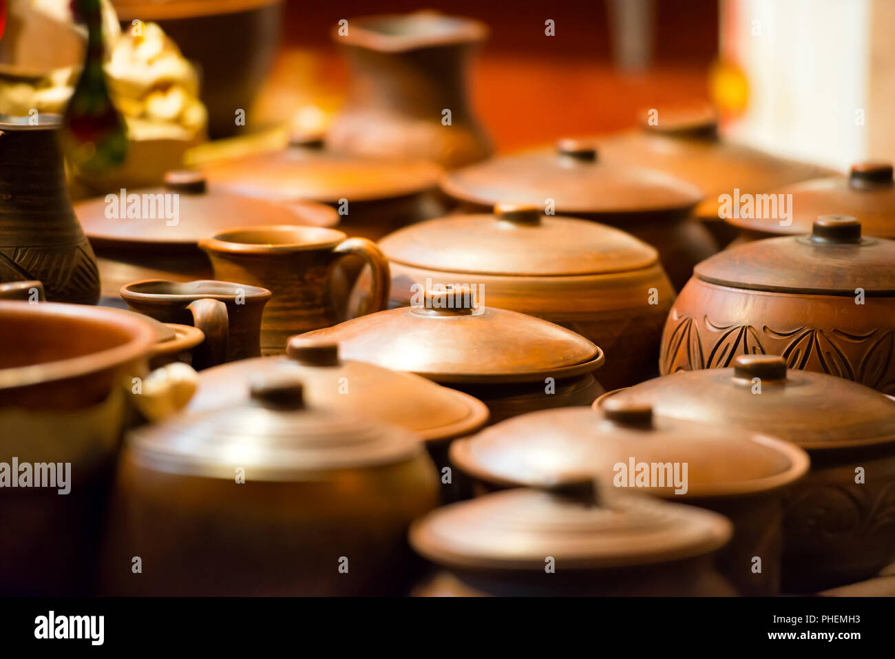 Ceramic pots from the clay Stock Photo Alamy
