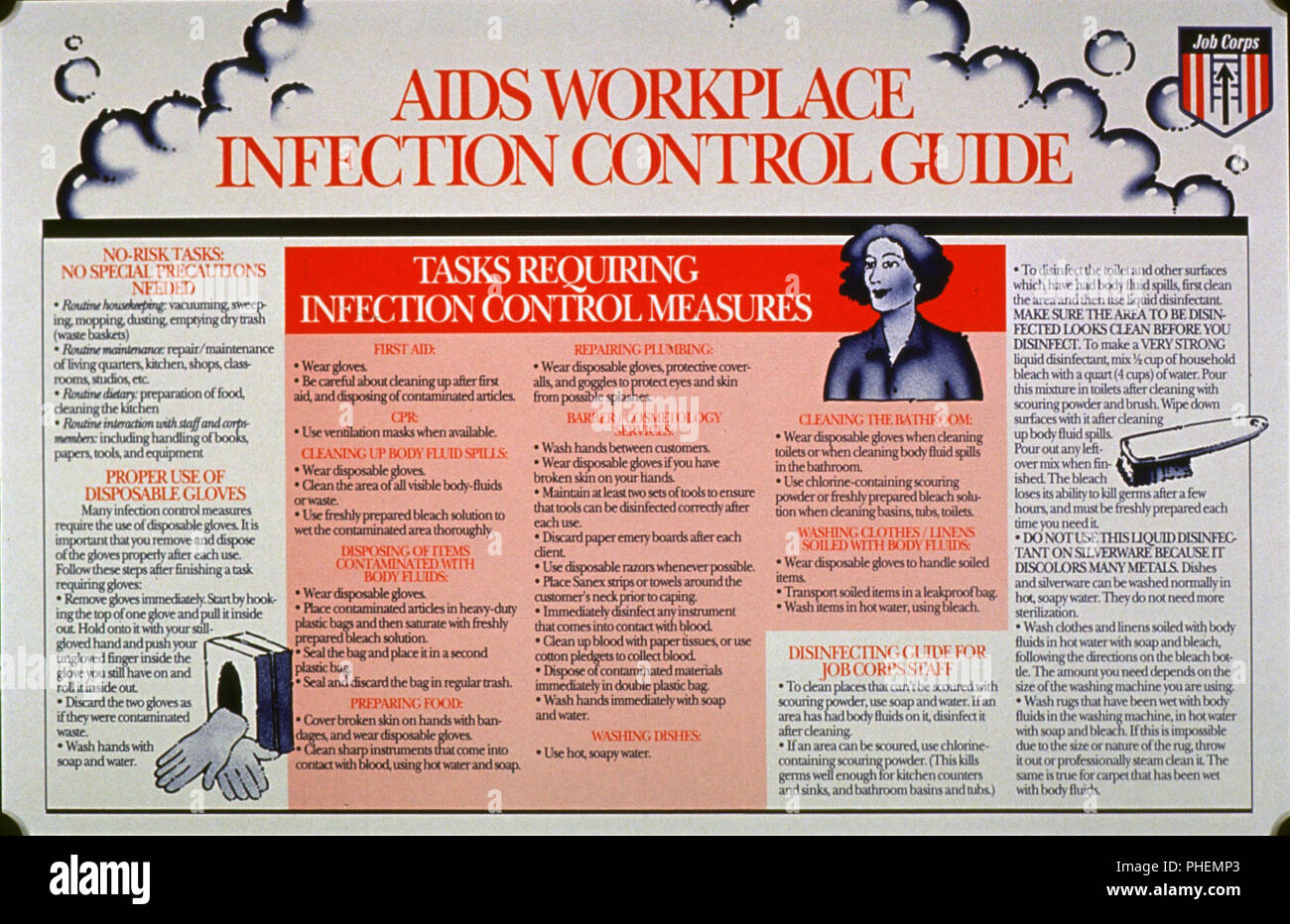 AIDS workplace infection control guide 1980s or 1990s Stock Photo