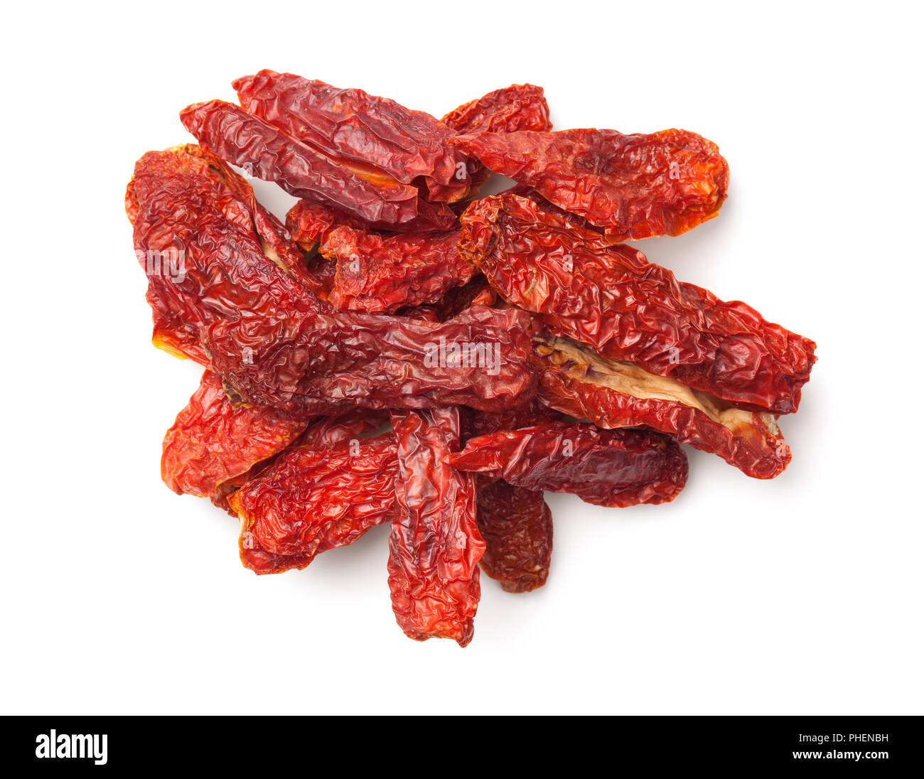 Dried Tomatoes Isolated on White Background Stock Photo