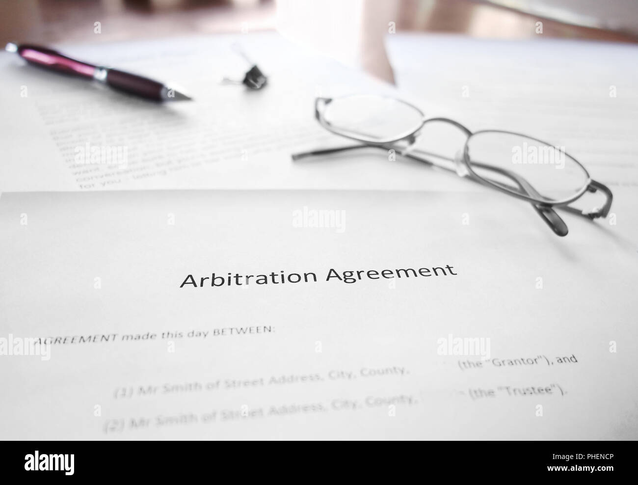 Arbitration Agreement document Stock Photo
