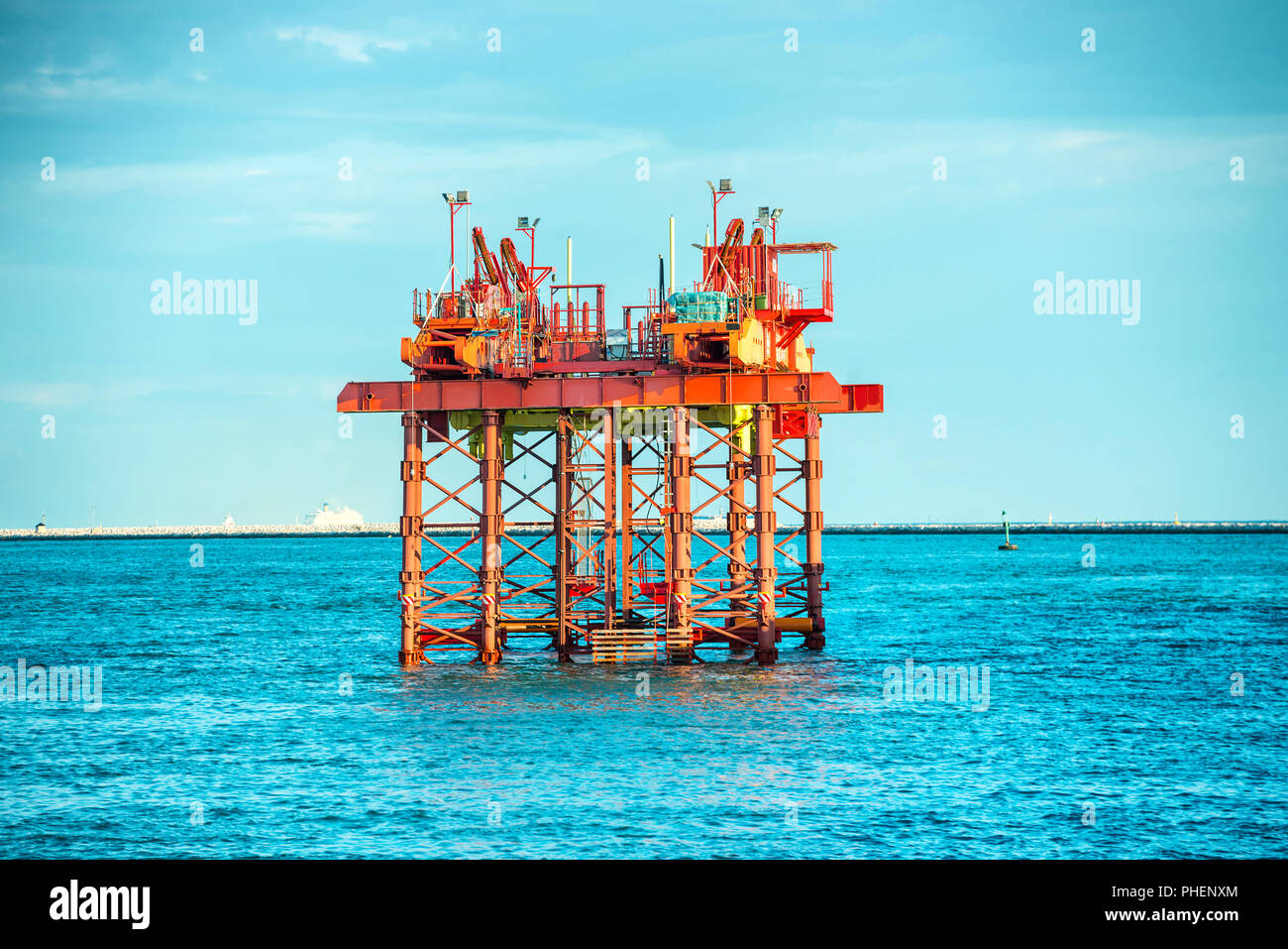 Oil drilling platform offshore Stock Photo