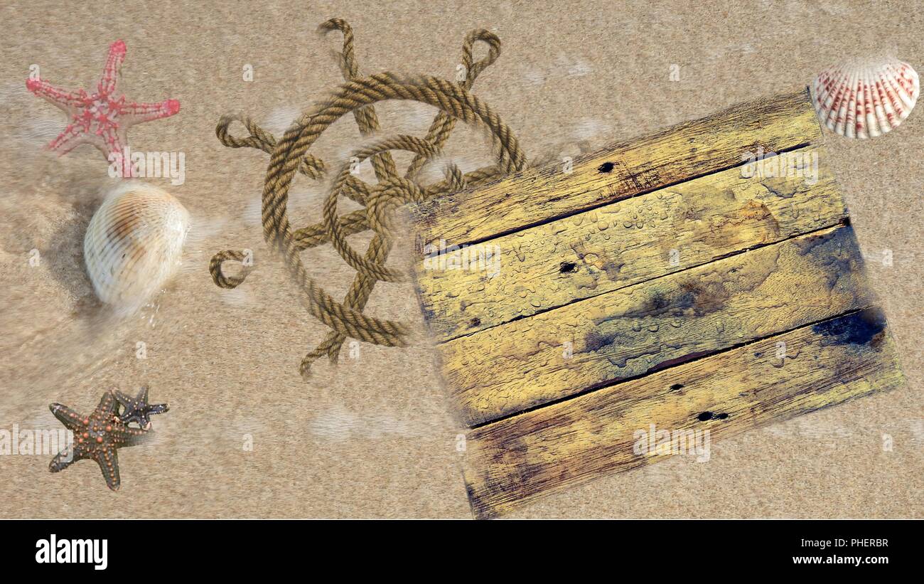 Wooden sign on the beach Stock Photo - Alamy