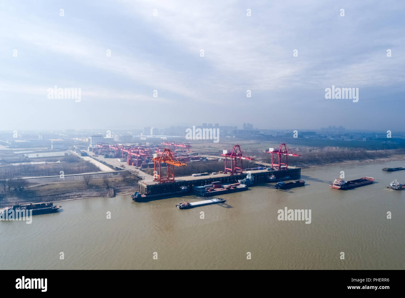 inland container terminal on jiujiang Stock Photo