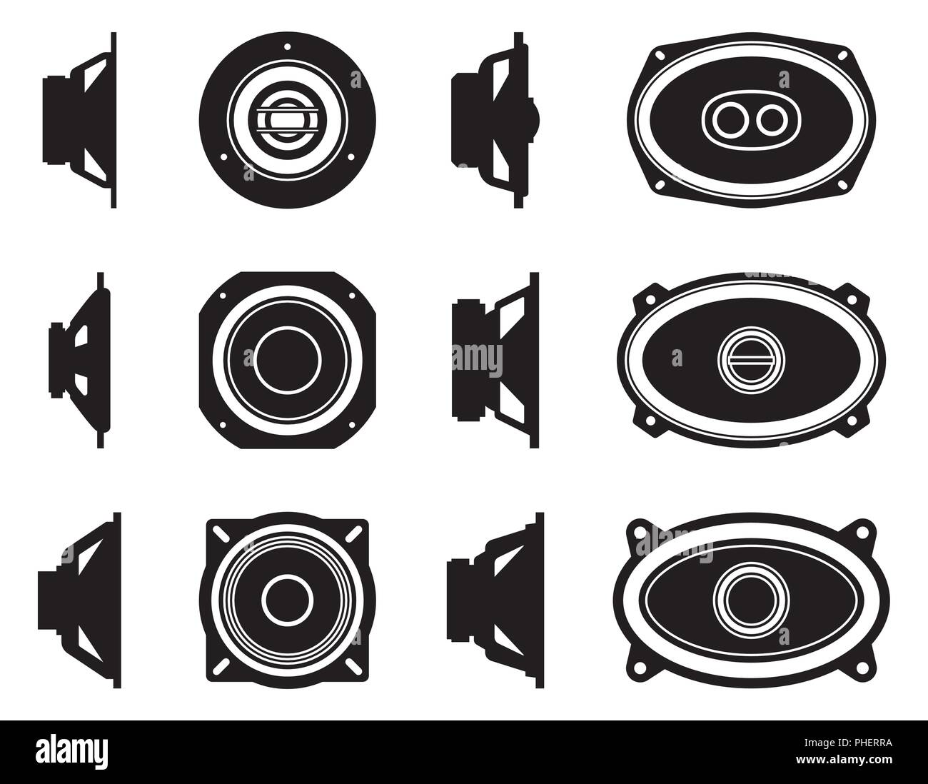 Speaker driver icons set. Silhouette vector Stock Vector Image & Art