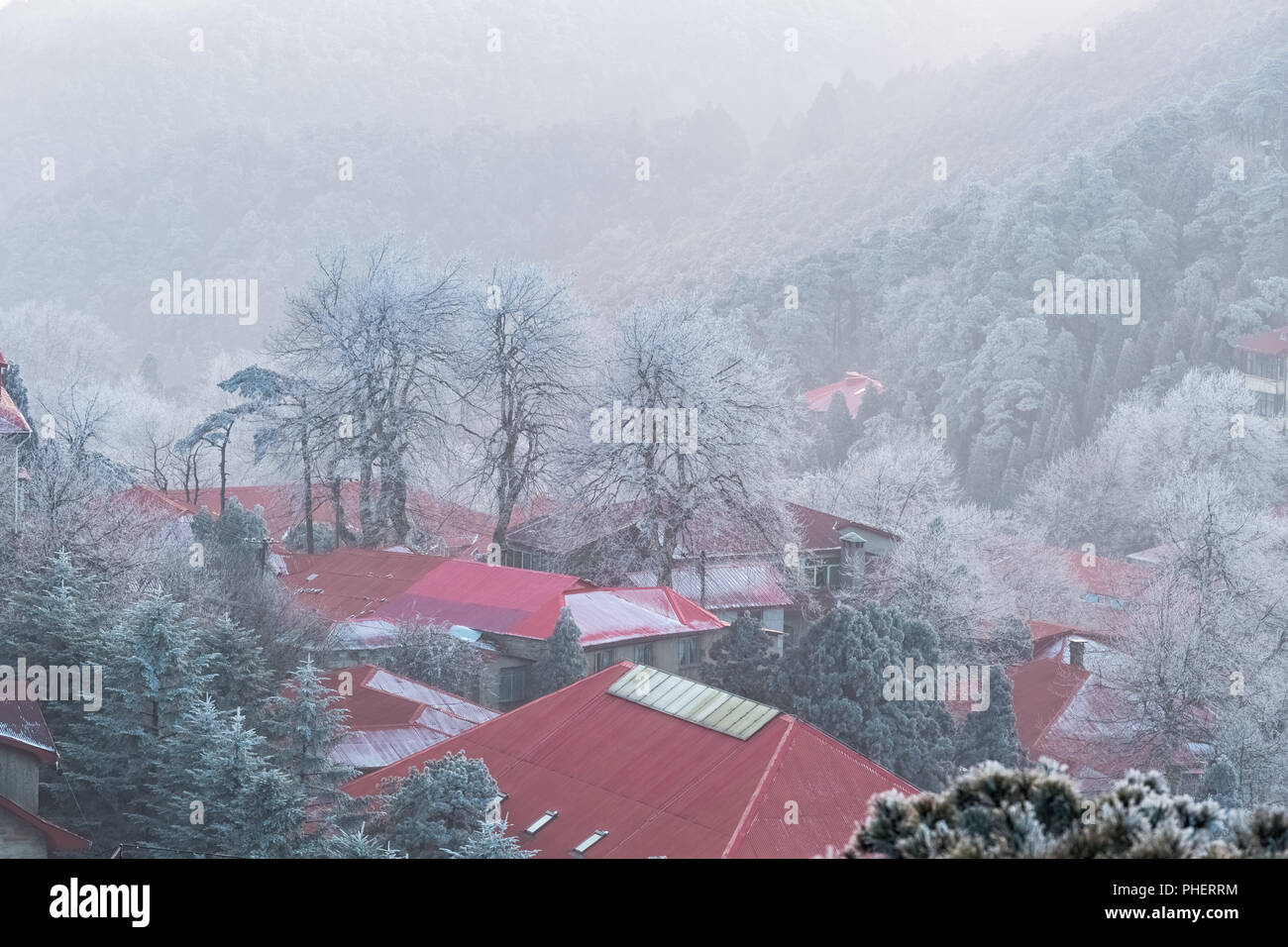 beautiful mount lushan in winter Stock Photo