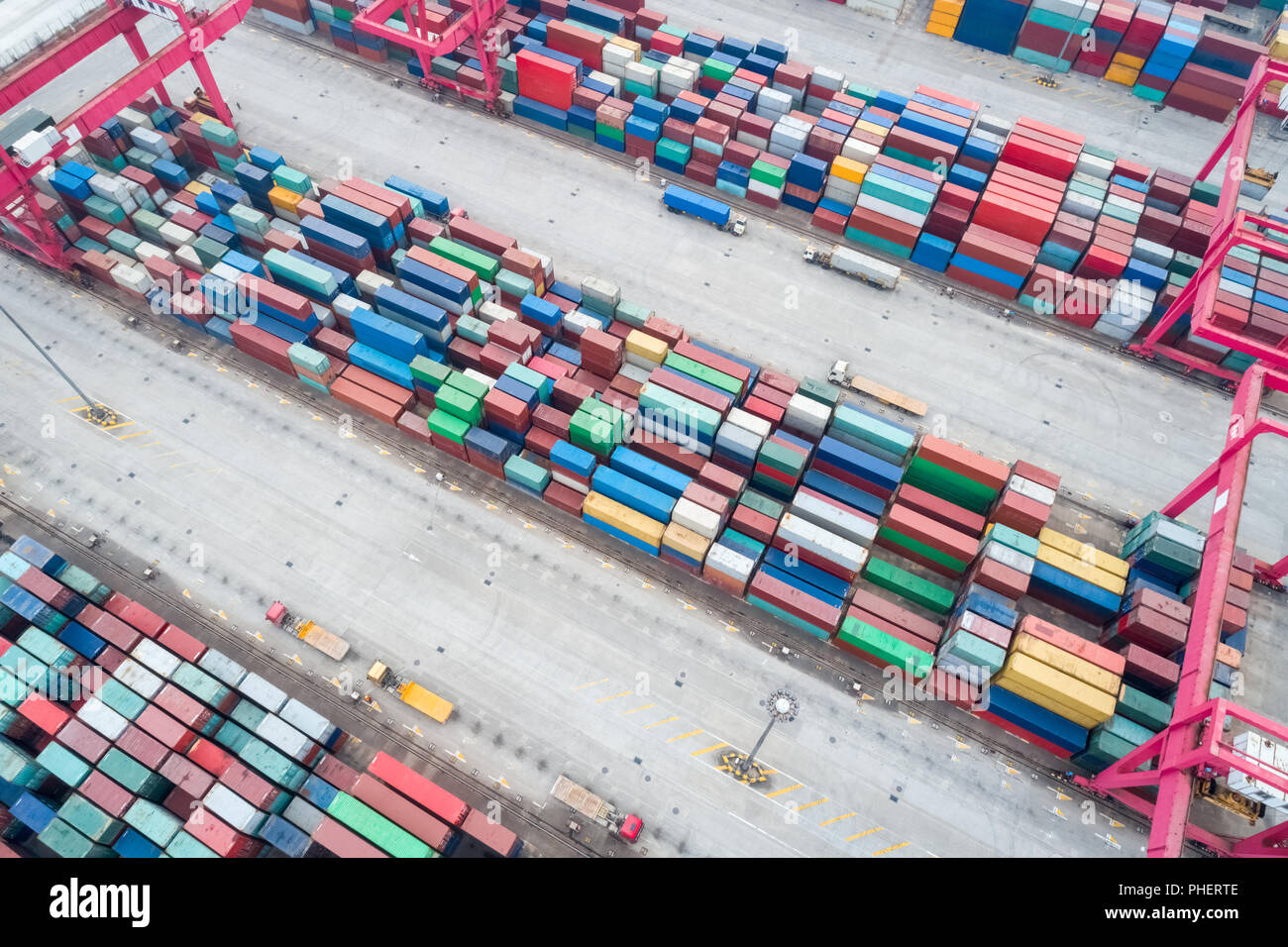 aerial view of container yard Stock Photo