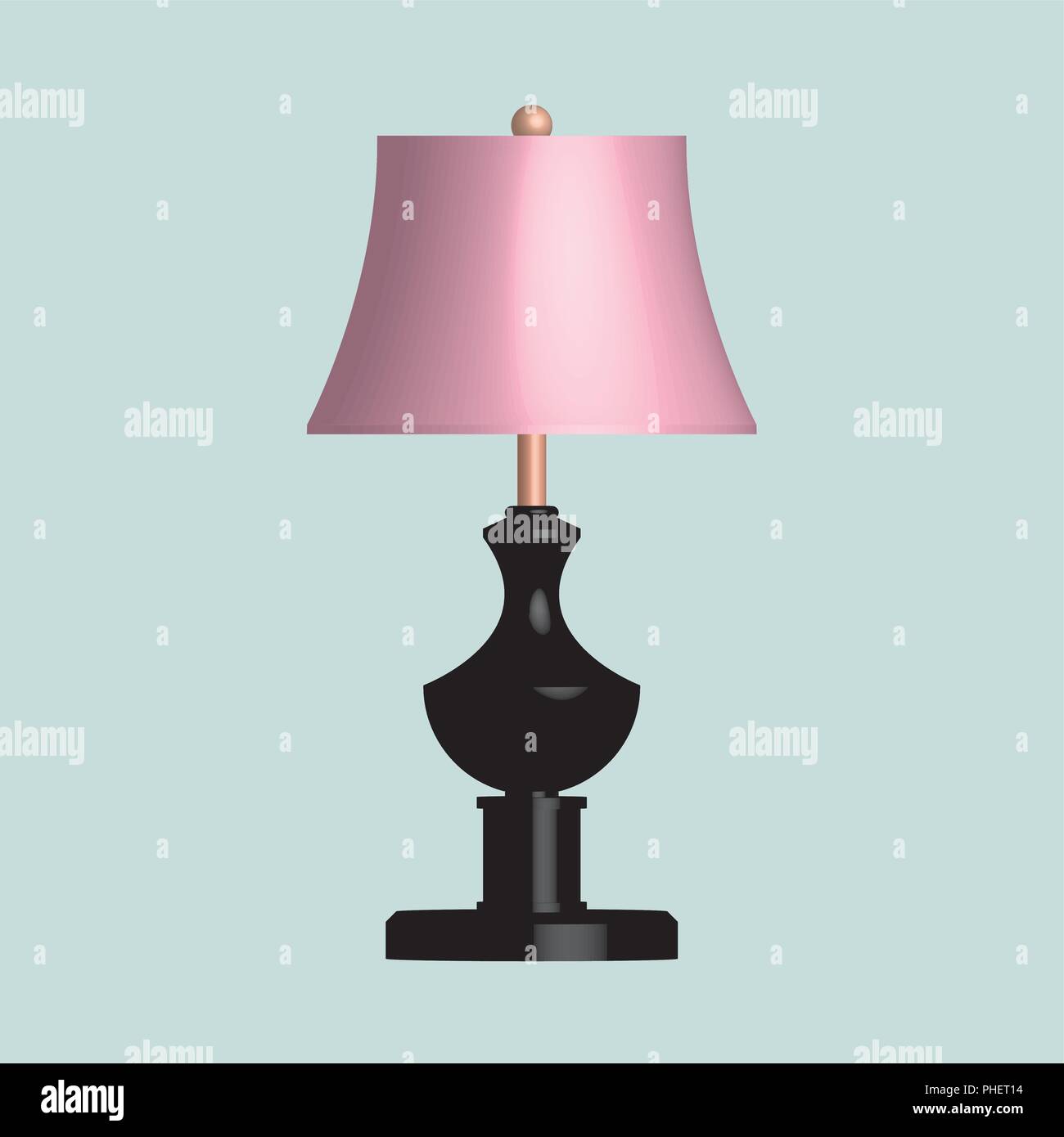 Wood table lamp. 3D effect vector on light cyan background Stock Vector