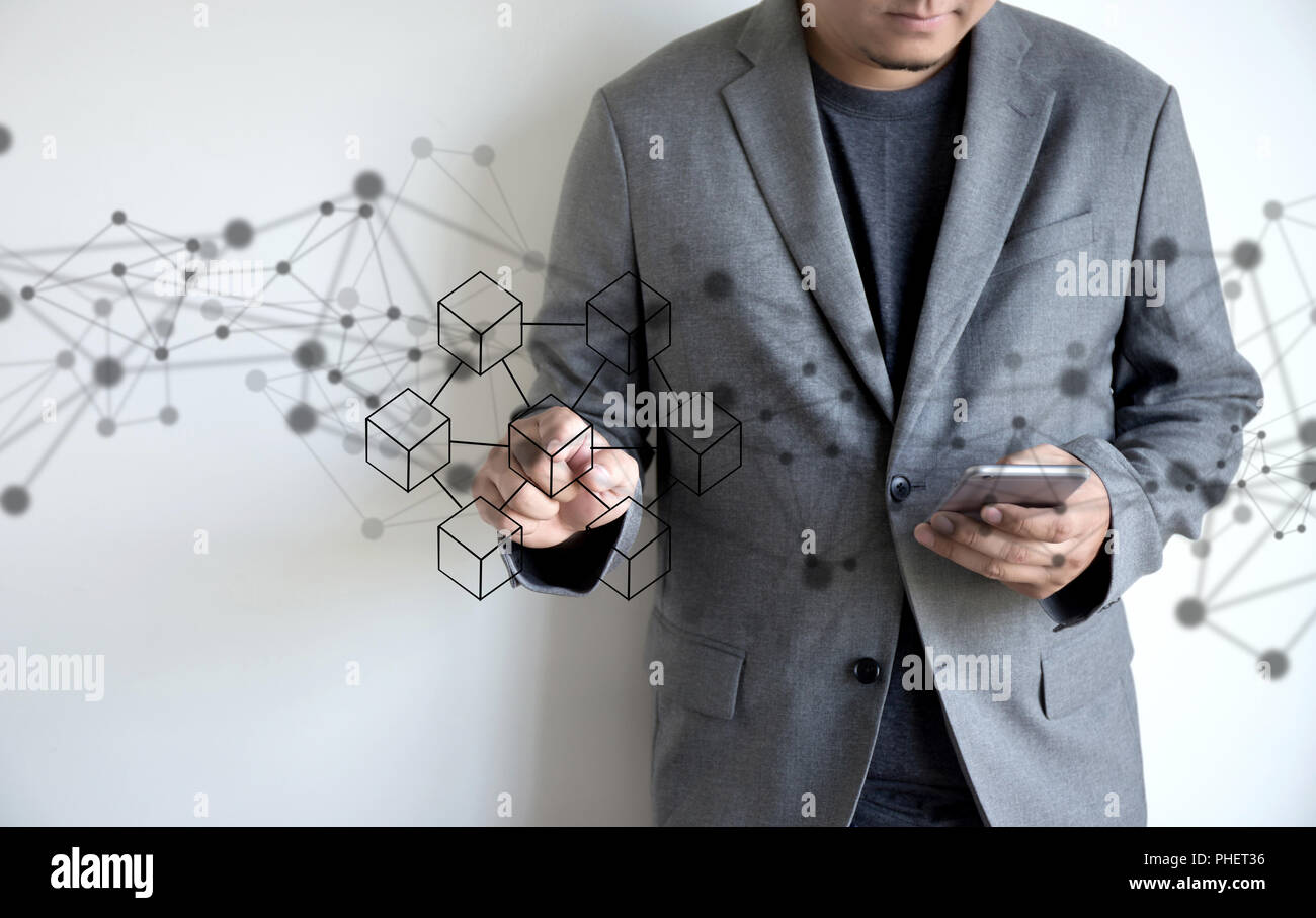 Blockchain technology  financial cryptocurrency such as bitcoin Stock Photo