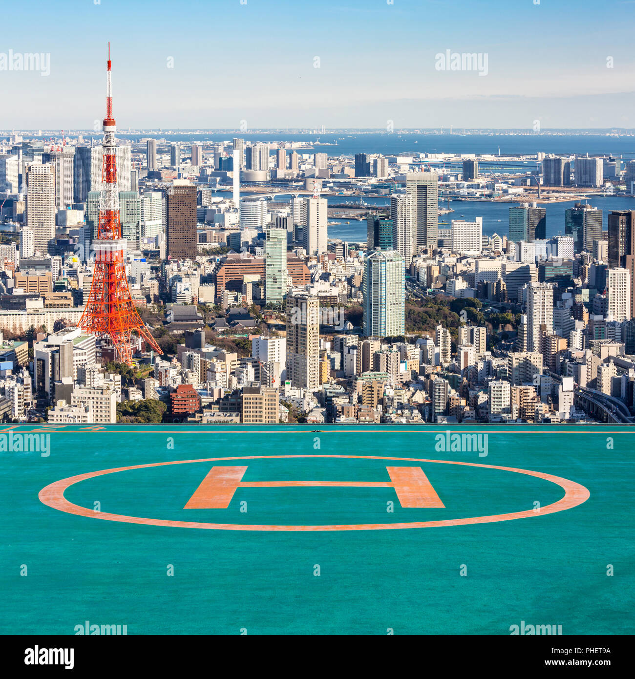 Helipad Tokyo Tower, Tokyo Japan Stock Photo