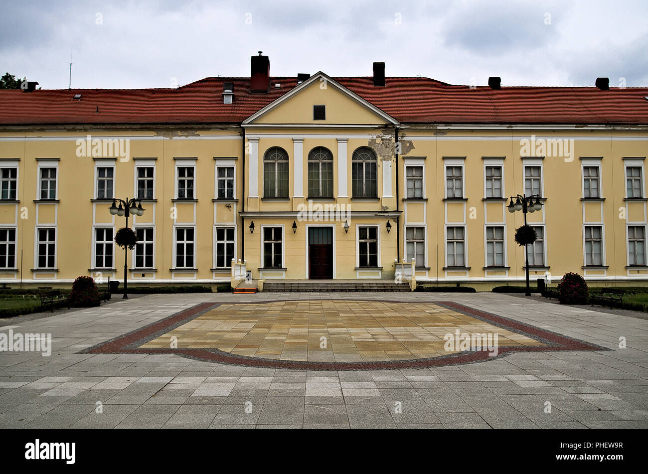 The facade fo the Von Hoym mansion in Brzeg Dolny, Poland. Stock Photo
