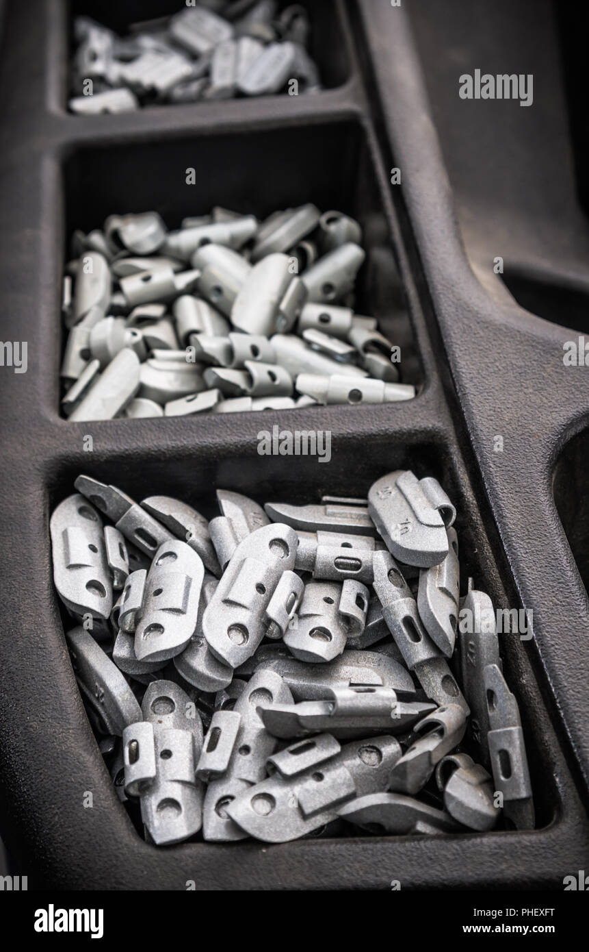 Equipment for balancing in a tire service shop, closeup Stock Photo