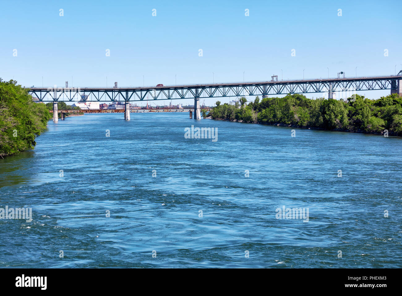 Pont jacques cartier bridge on Saint Lawrence River in Montreal, Quebec, Canada Stock Photo Alamy