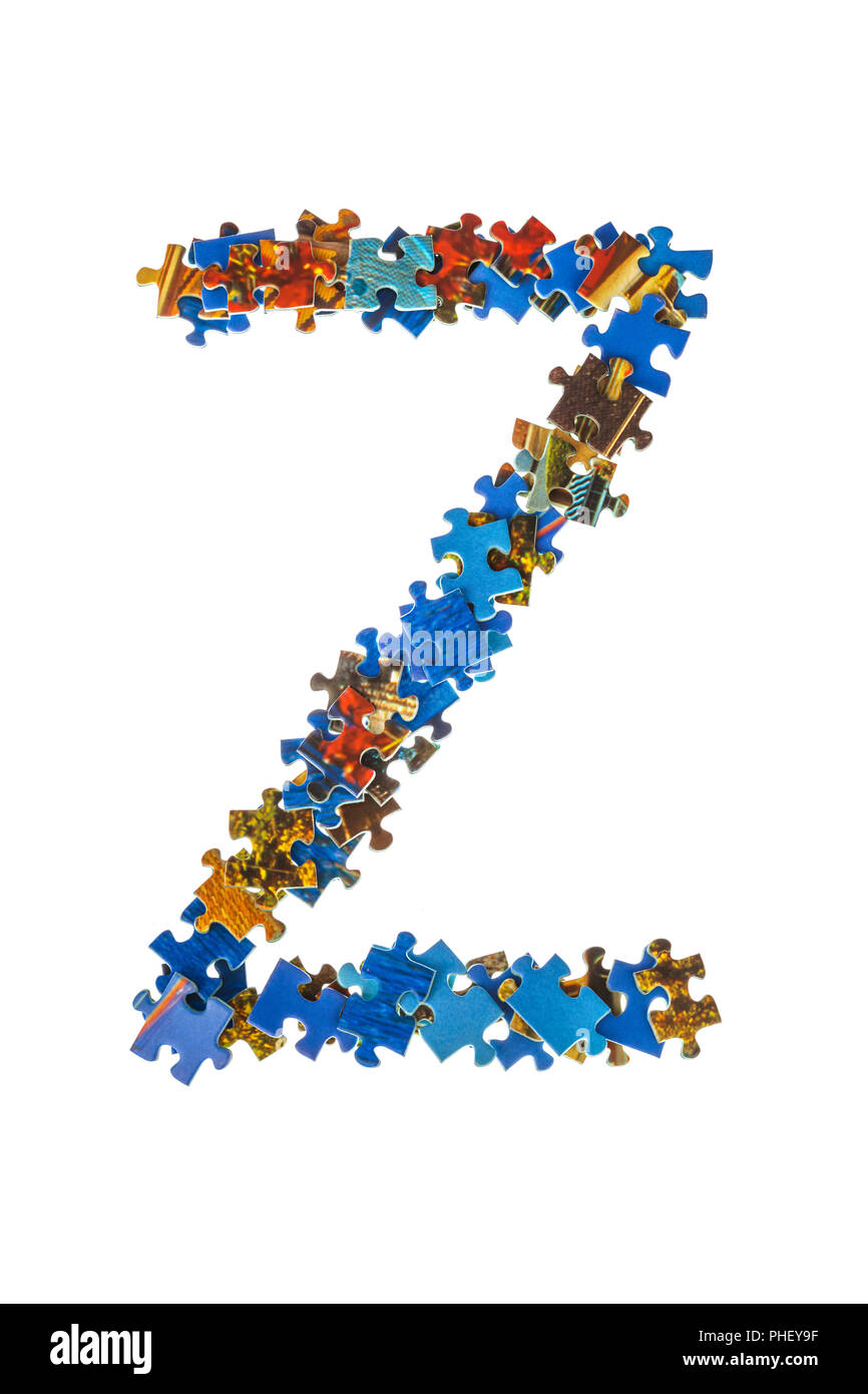 Letter Z made of puzzle pieces Stock Photo