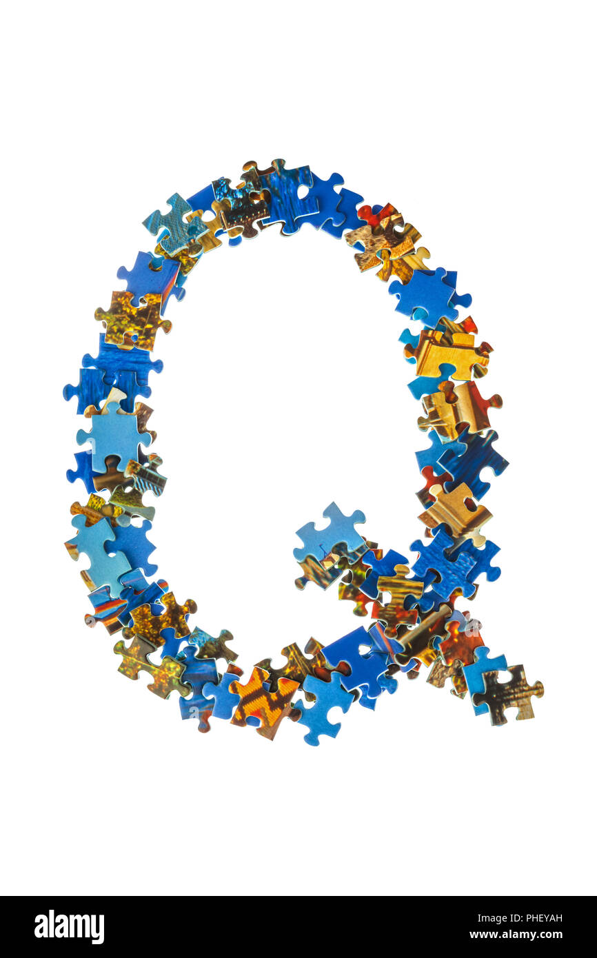 Letter Q made of puzzle pieces Stock Photo
