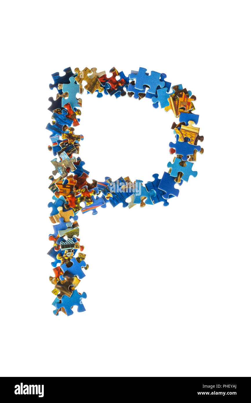 Letter P made of puzzle pieces Stock Photo