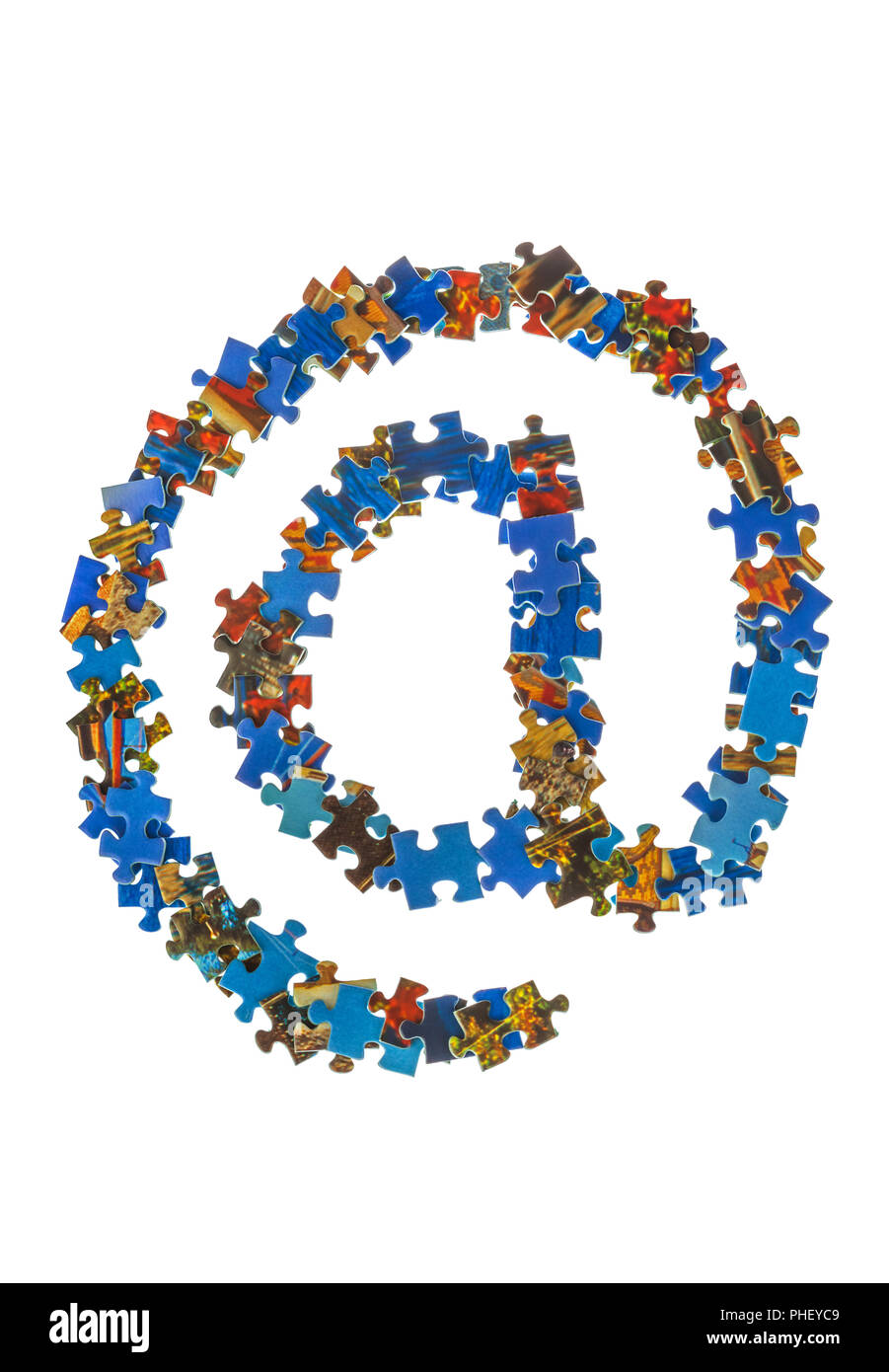 Symbol @ made of puzzle pieces - internet concept Stock Photo