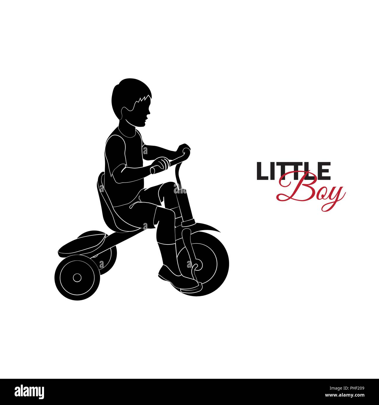 Little child, baby. Little boy riding a bicycle Stock Vector