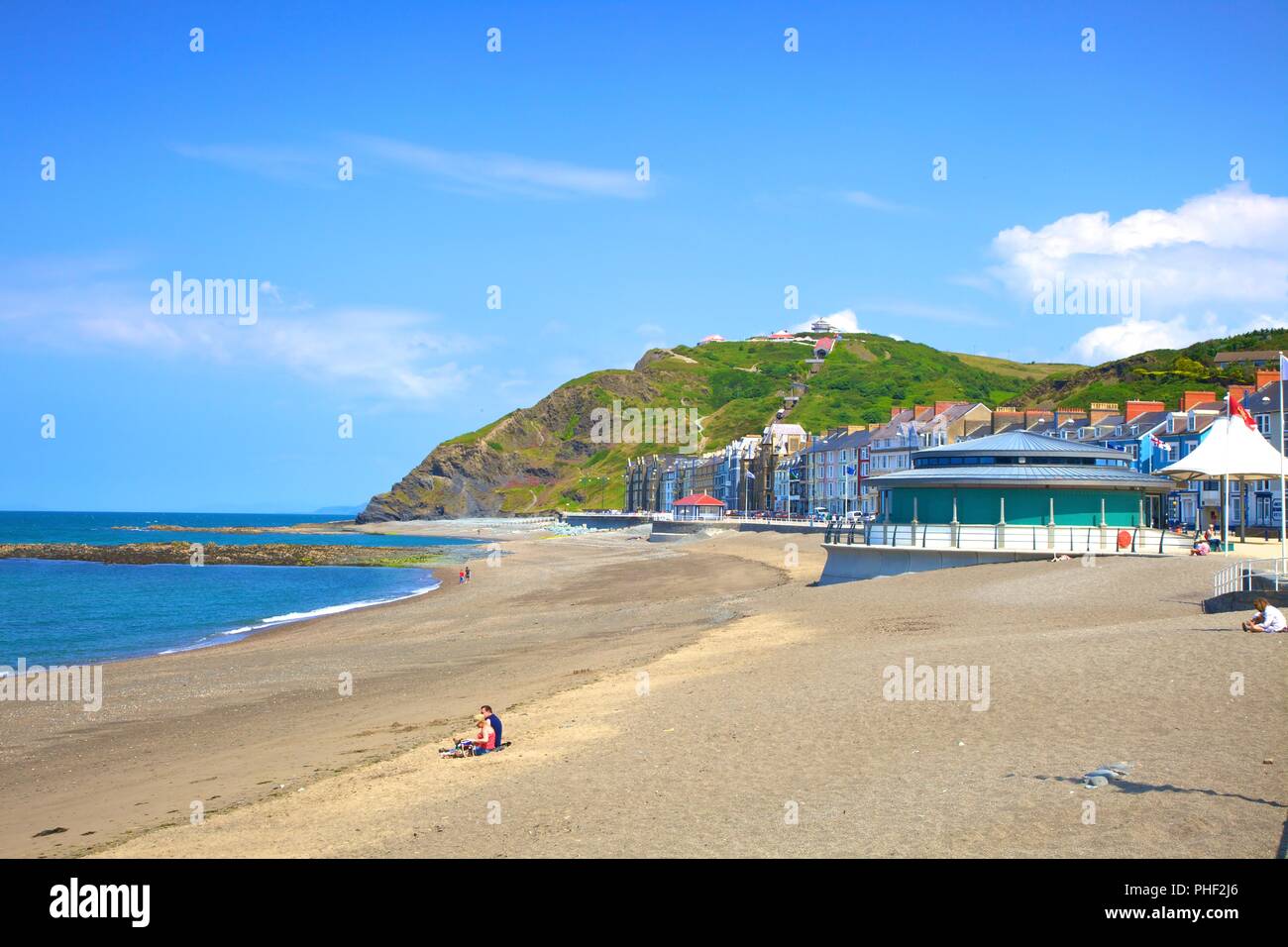 The Beach and Promenade at Aberystwyth, Cardigan Bay, Wales, United Kingdom, Europe, Stock Photo