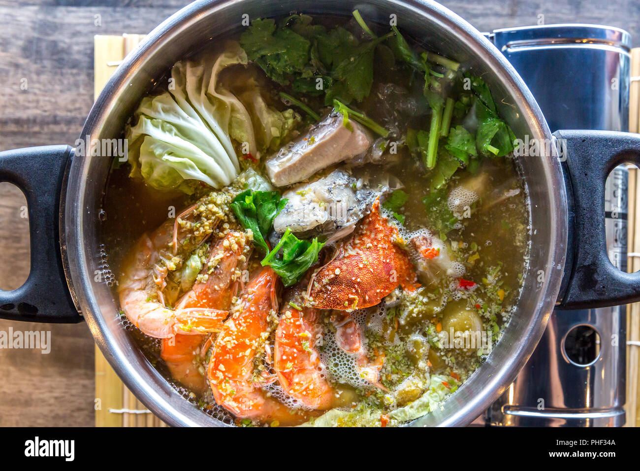 Seafood hot pot Stock Photo Alamy