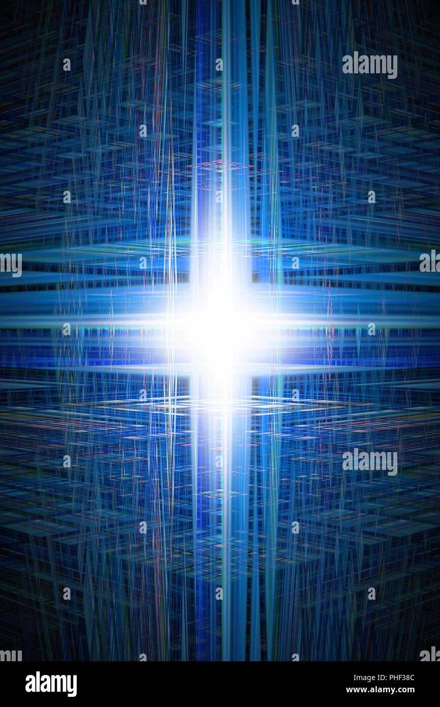 Blue grid and cross background Stock Photo