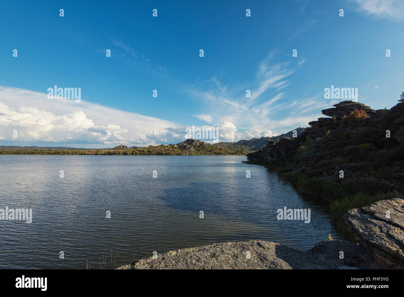 Beauty view on Kolyvan lake Stock Photo