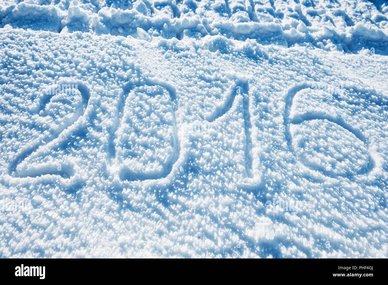Sign 2016 on the snow Stock Photo