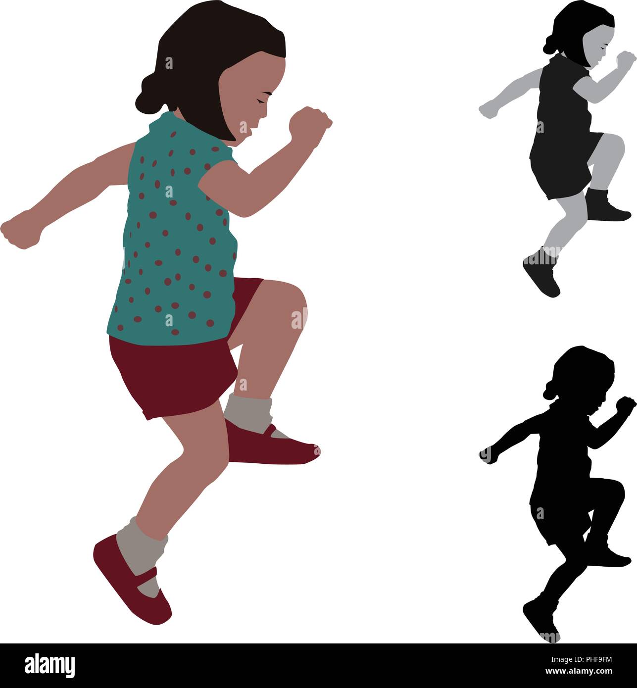 Running Little Girl Silhouette