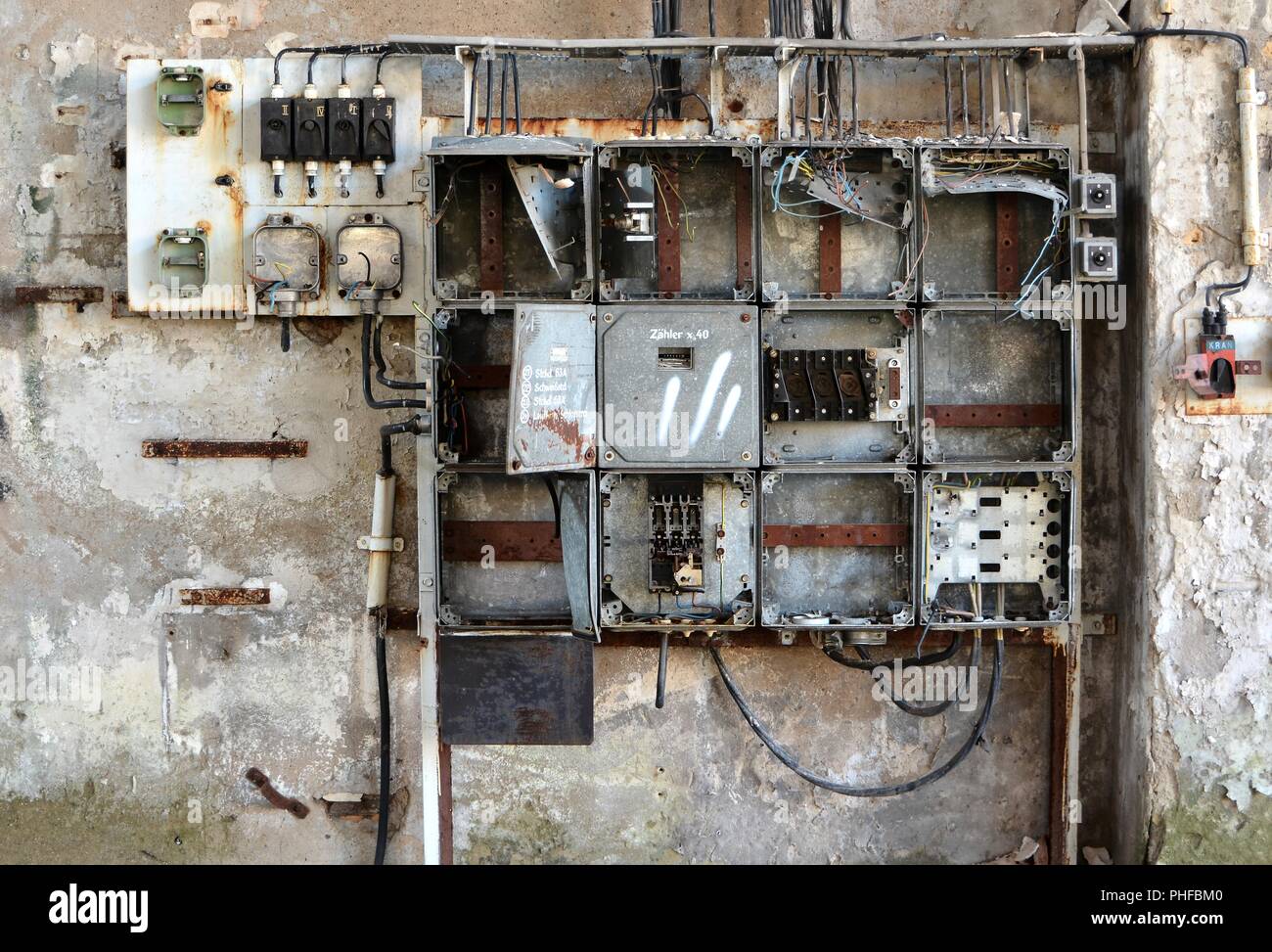 Fuse box on the site of an abandoned factory in Magdeburg