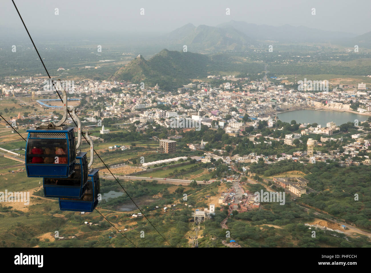 Cable car (ropeway) to Savitri Mata temple with scenic view over ...