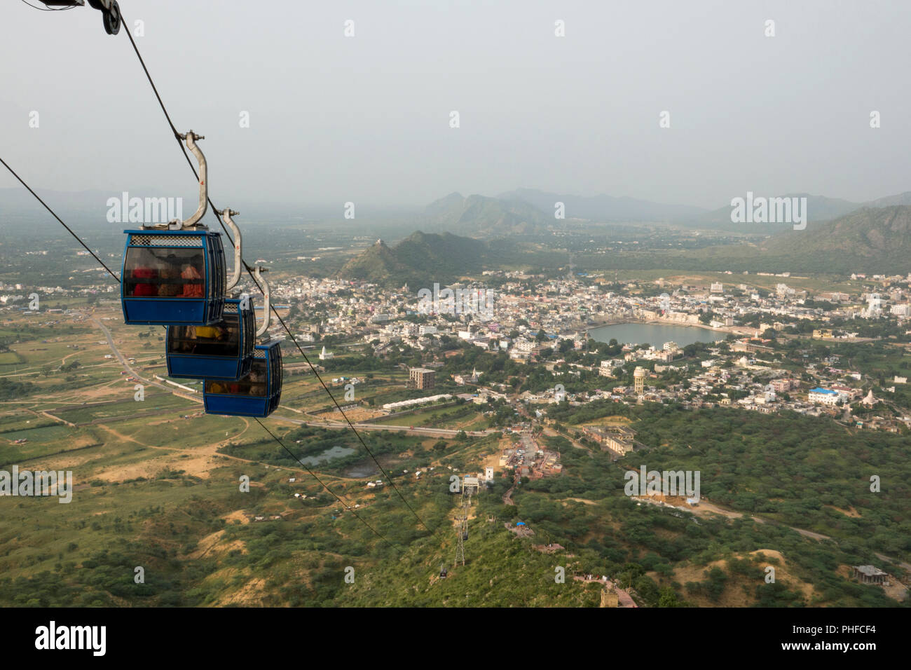 Cable car (ropeway) to Savitri Mata temple with scenic view over ...