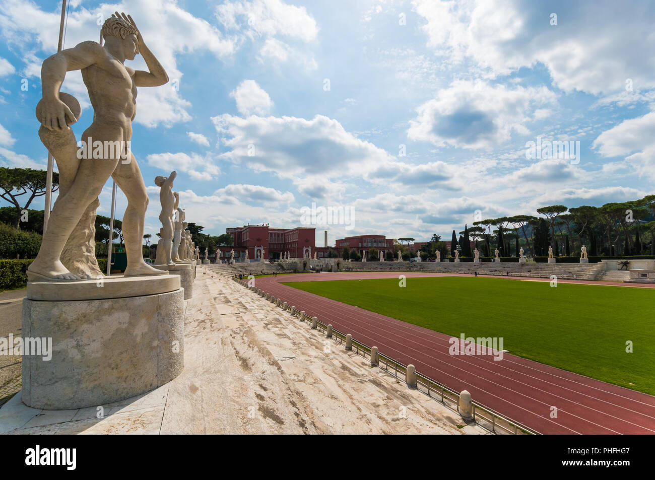 Rome, Italy The Olimpico stadium and monumental Stadio dei Marmi with marble statues and