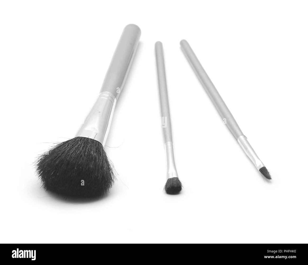 three makeup brushes isolated on white Stock Photo