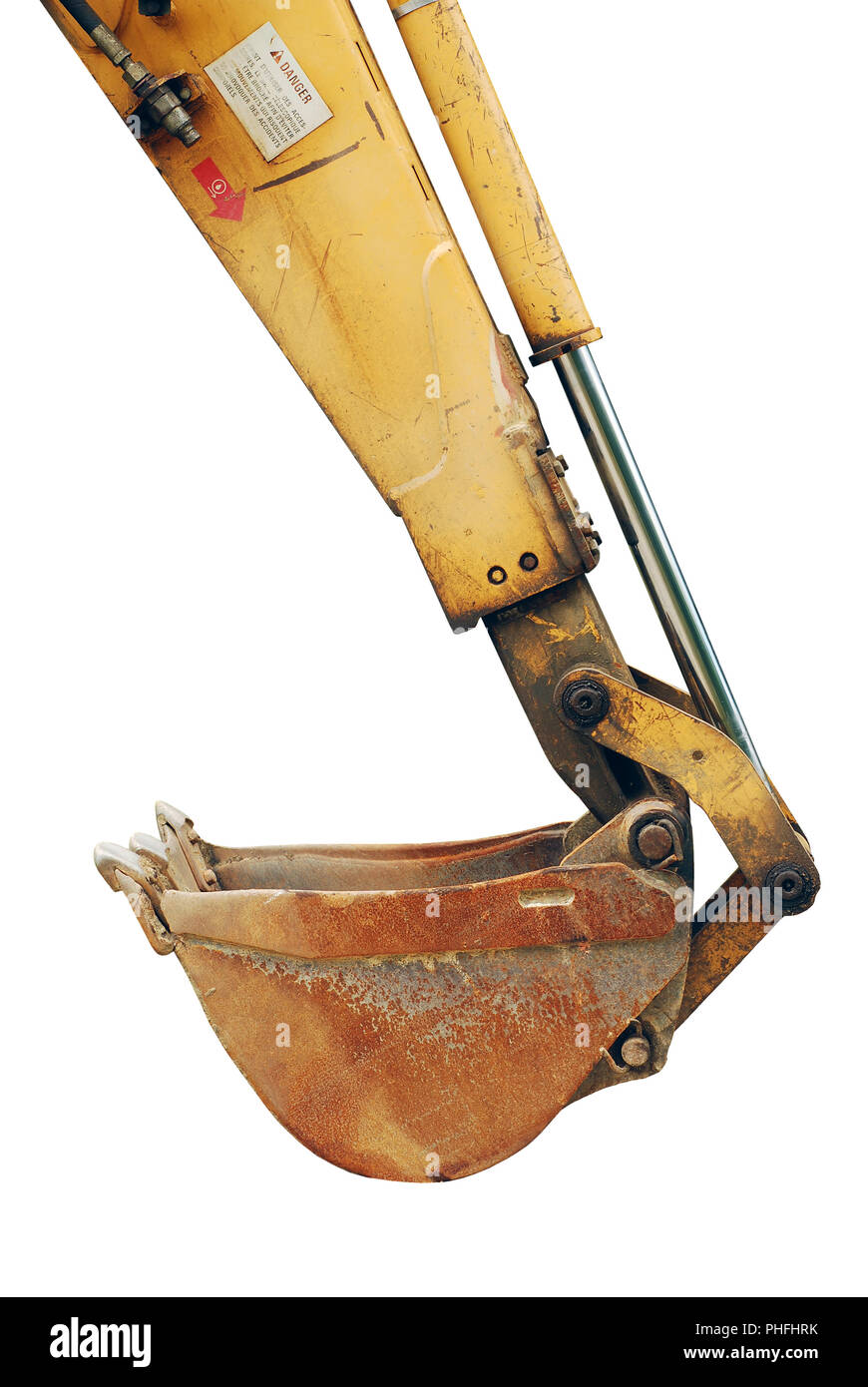 excavator arm and backhoe over white background Stock Photo Alamy