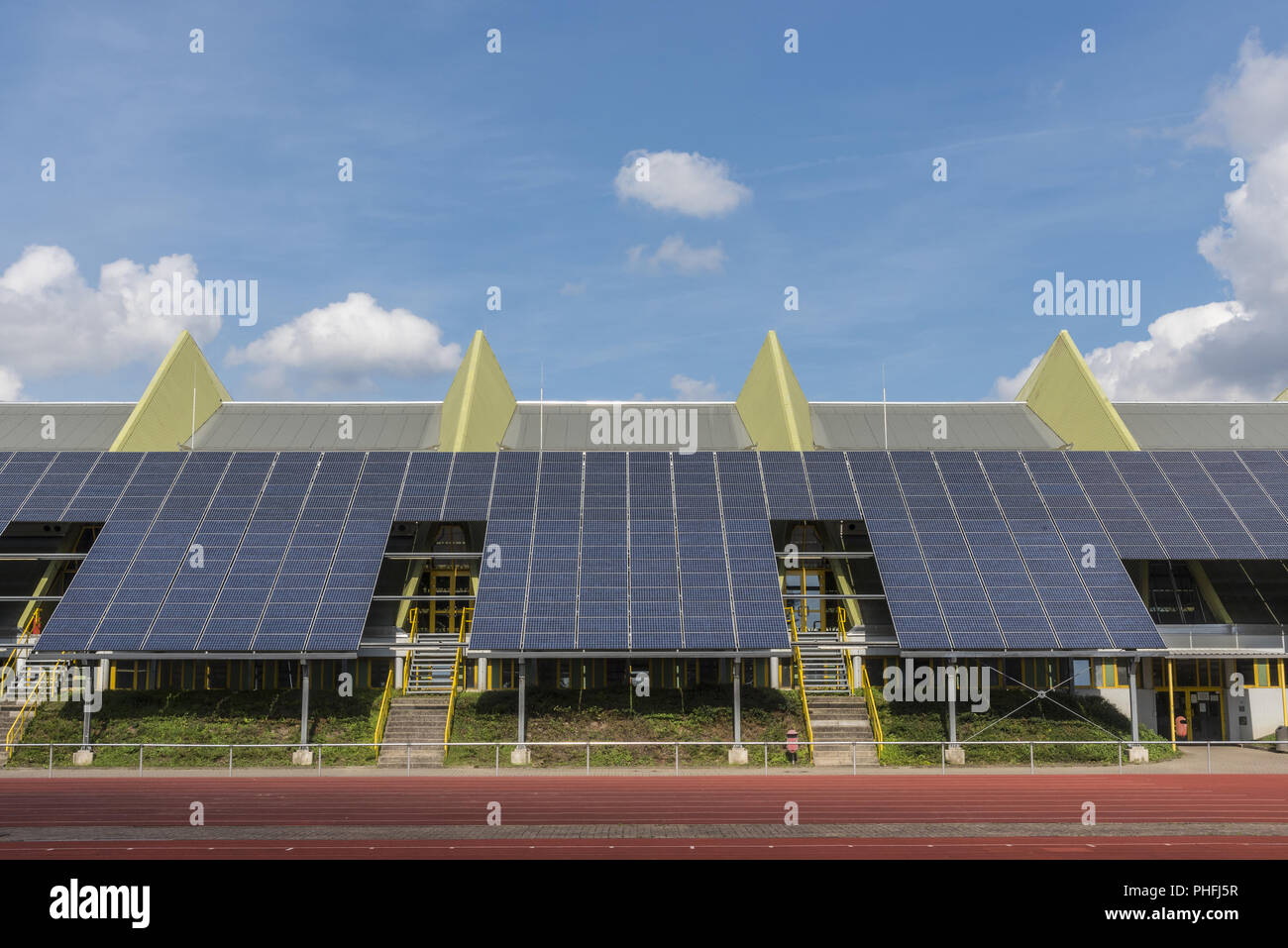 Photovoltaic installation, stadium, Dortmund, Germany, Europe Stock Photo