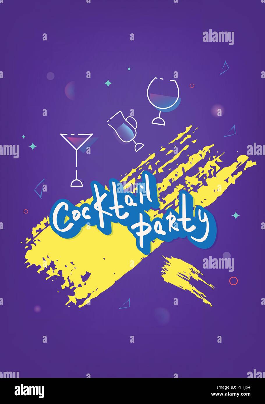 Cocktail party banner template. Holiday banner with shine decoration