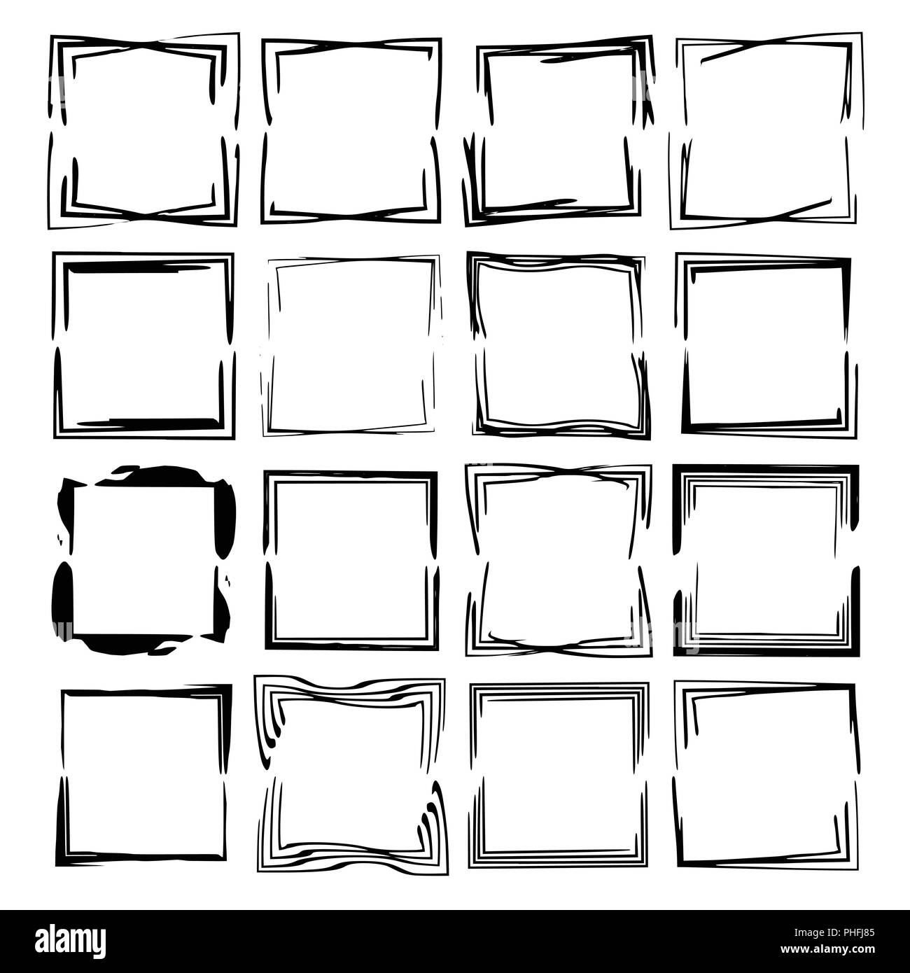 Download Set of black rectangle grunge frames. Geometric empty ...