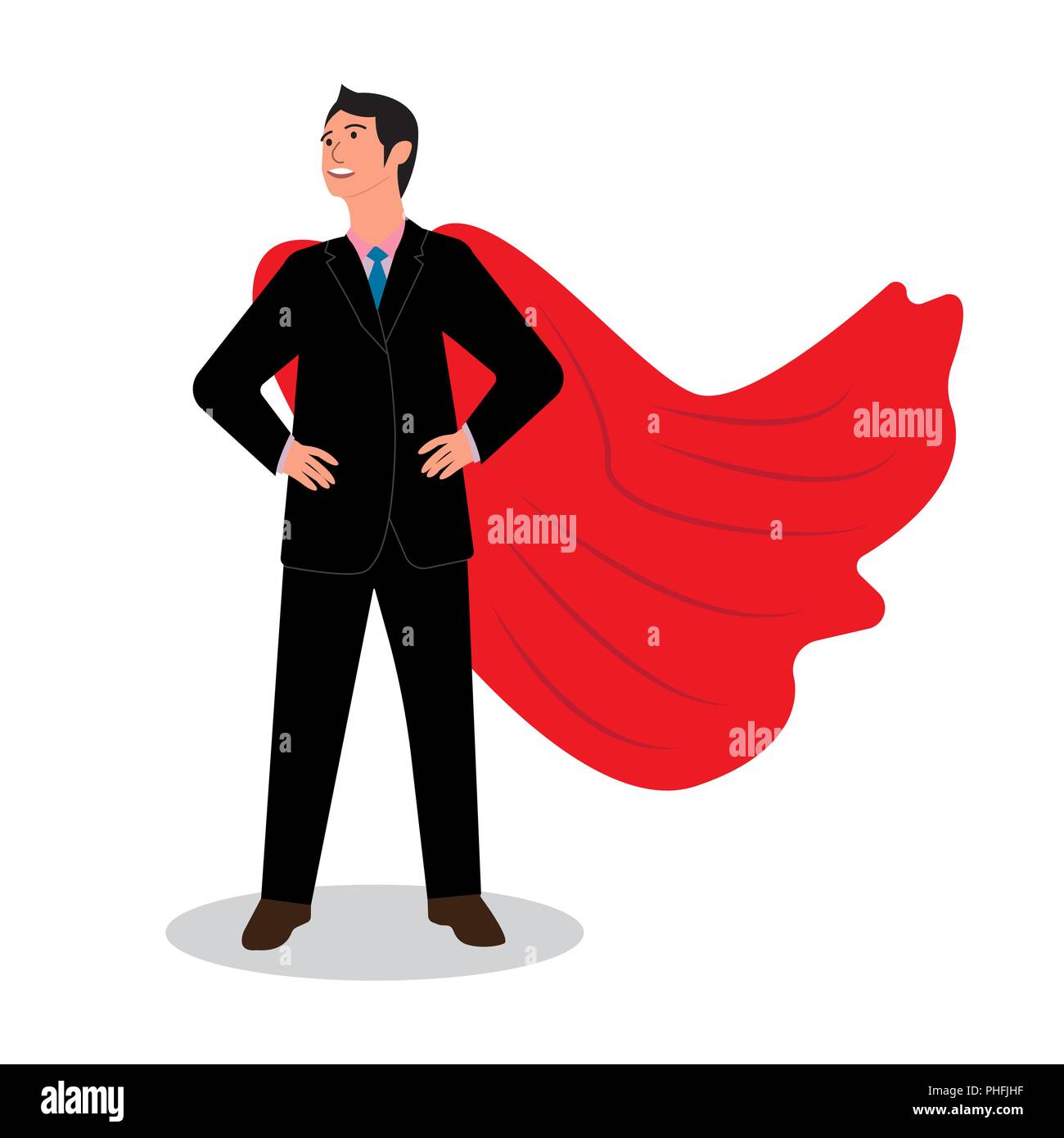 Businessman in a red raincoat. Hero. Vector illustration. Stock Vector