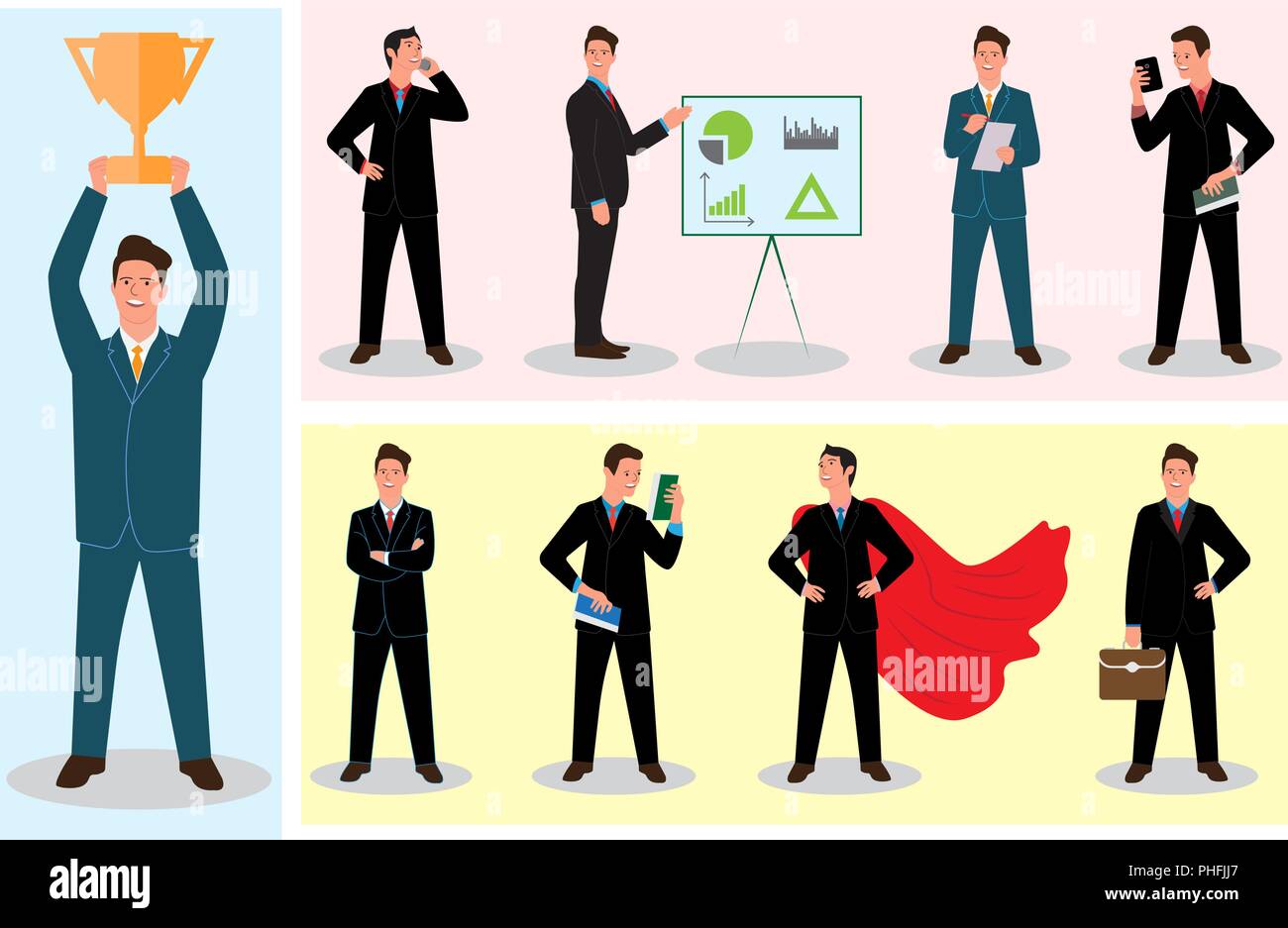Set of Businessman character design. Vector illustration Stock Vector ...