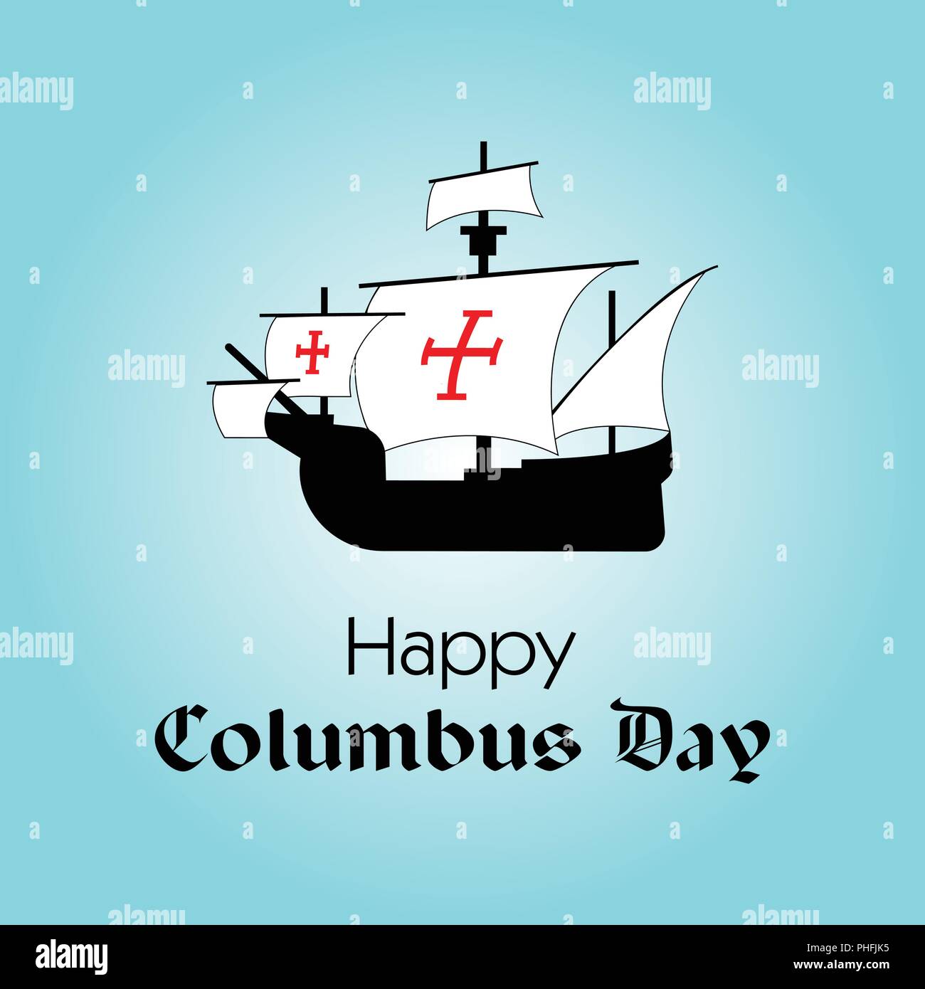 Happy Columbus Day. The trend calligraphy. Vector illustration on blue